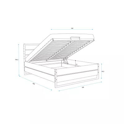Manželská postel 160x200 BEATRICE s matrací - dub
