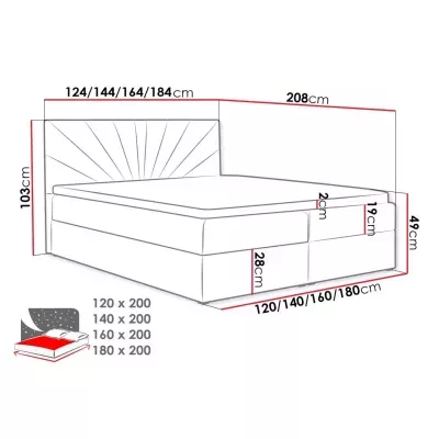 Boxspringová jednolůžková postel 120x200 TOMASA 4 - béžová + topper ZDARMA