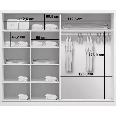 Šatní skříň 230/245 JESICCA se zrcadlem - bílá