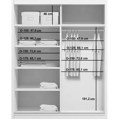 Šatní skříň 150/245 JESICCA se zrcadlem - bílá