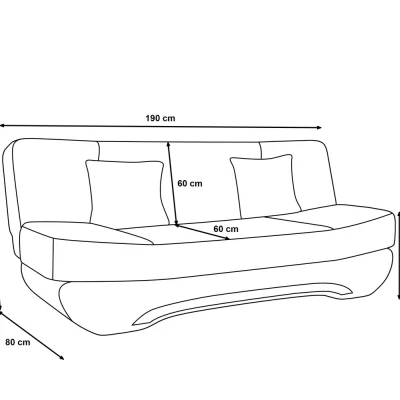 Rozkládací pohovka LOANA - černá / vzor hnědá