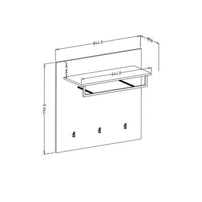 Nástěnný panel s věšáky a poličkou LEONOR - dub riviera
