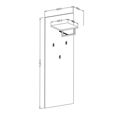 Nástěnný vysoký panel s věšáky a poličku LEONOR - sibiu larche / dub sonoma lanýž