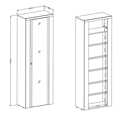 Policová šatní skříň 66 cm se zrcadlem LEONOR - dub riviera