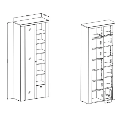 Policová šatní skříň 80 cm se zrcadlem LEONOR - sibiu larche / dub sonoma lanýž