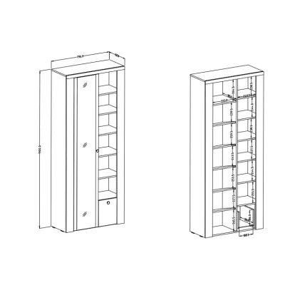 Policová šatní skříň 80 cm se zrcadlem LEONOR - sibiu larche / dub sonoma lanýž