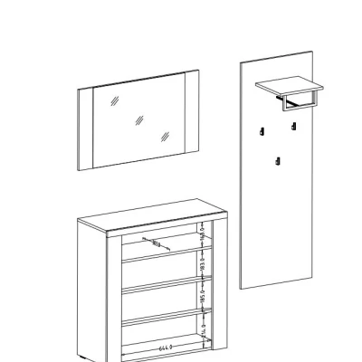 Stěna do předsíně se zrcadlem LEONOR 2 - sibiu larche / dub sonoma lanýž