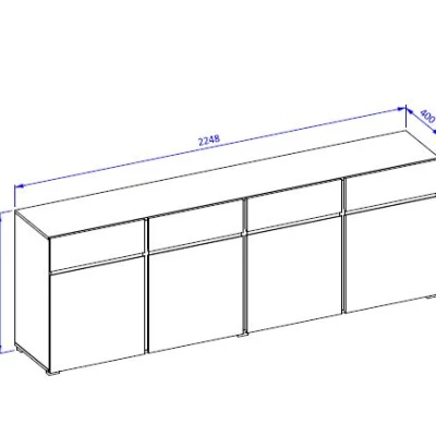 Široká kombinovaná komoda GLENROSE - bílá / černá