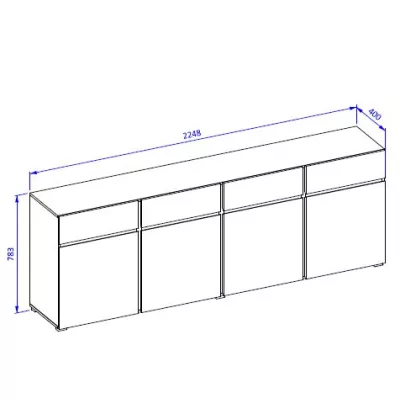 Široká kombinovaná komoda GLENROSE - bílá / černá