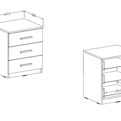 Noční stolek se šuplíky CROSBY - jasan abisko bílý