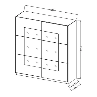 Zrcadlová šatní skříň 181 cm CROWEL - dub san remo / bílá