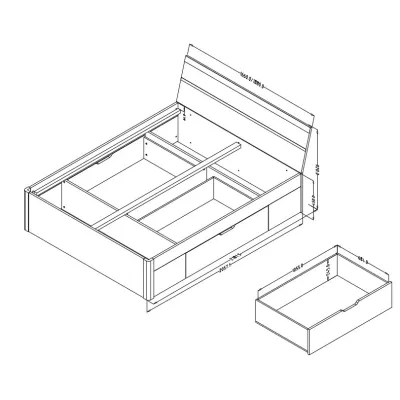 Manželská postel 180x200 s úložným prostorem CROWEL - dub san remo