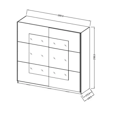 Zrcadlová šatní skříň 201 cm CROWEL - bílá