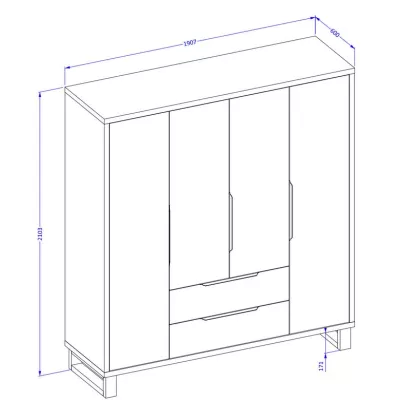 Kombinovaná šatní skříň 191 cm BULLARD - dub wotan