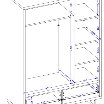 Kombinovaná šatní skříň 145 cm BULLARD - dub wotan
