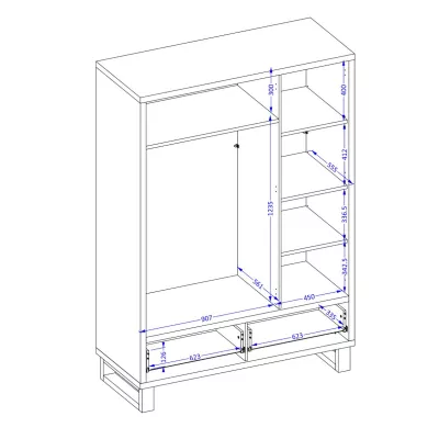 Kombinovaná šatní skříň 145 cm BULLARD - dub wotan