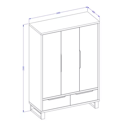 Kombinovaná šatní skříň 145 cm BULLARD - dub wotan