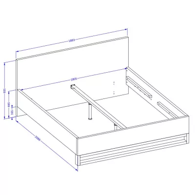 Dvojlůžková postel 180x200 BULLARD - dub wotan