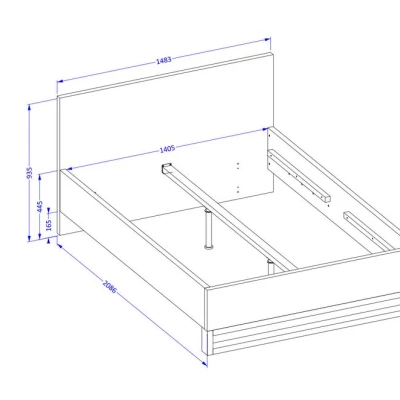 Dvojlůžková postel 140x200 BULLARD - dub wotan