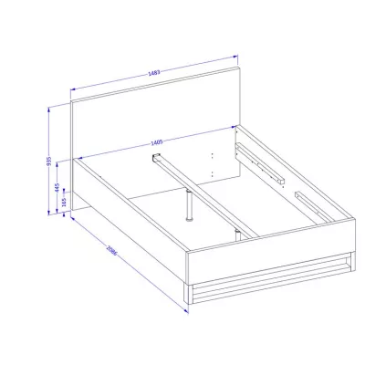 Dvojlůžková postel 140x200 BULLARD - dub wotan