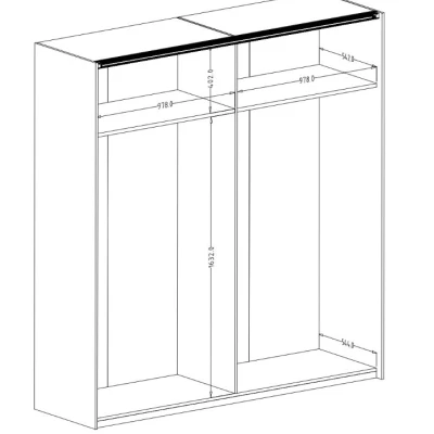 Šatní skříň se zrcadlem 201 cm LJUBA - dub flagstaff