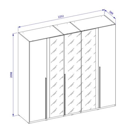 Šatní skříň se zrcadlem 226 cm CLYDE - bílá / černá