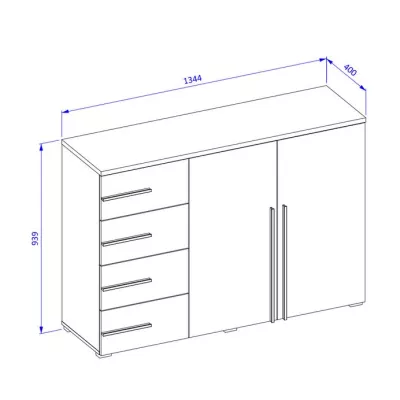 Kombinovaná komoda CLYDE - bílá / černá