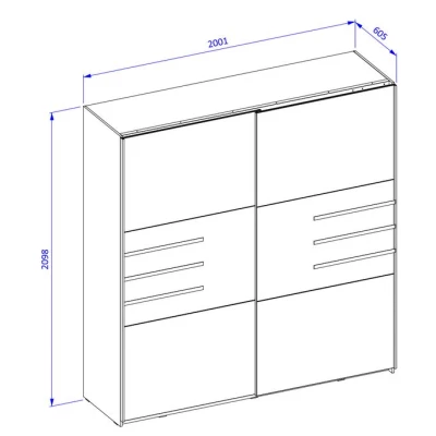 Kombinovaná šatní skříň 201 cm CLYDE - dub olejovaný