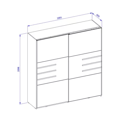 Kombinovaná šatní skříň 201 cm CLYDE - dub olejovaný
