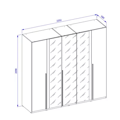 Šatní skříň se zrcadlem 226 cm CLYDE - dub olejovaný