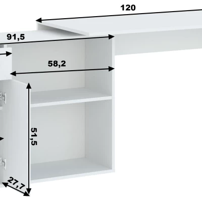 Rohový psací stůl WESLACO - bílý
