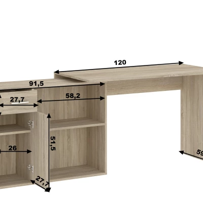 Rohový psací stůl WESLACO - dub sonoma