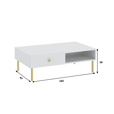 Konferenční stolek HASKEL - bílý + zlatý