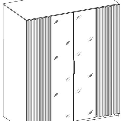 Vysoká šatní skříň 200 VERU se zrcadly - dub evoke / černá / černá