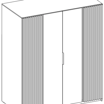 Vysoká čtyřdvéřová skříň 200 VERU - černá / dub evoke / dub evoke