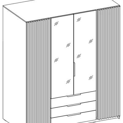 Prostorná skříň 200 VERU se zrcadly - černá / černá / dub evoke