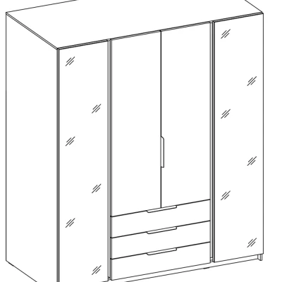 Zrcadlová šatní skříň 200 VERU - černá / dub evoke