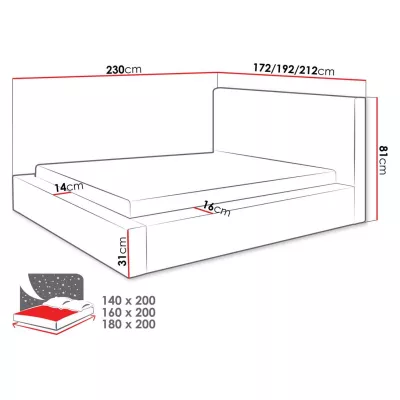 Manželská postel s úložným prostorem 180x200 PRYMUS - béžová