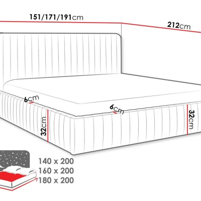 Manželská postel s úložným prostorem 140x200 GRINGO - hořčicová