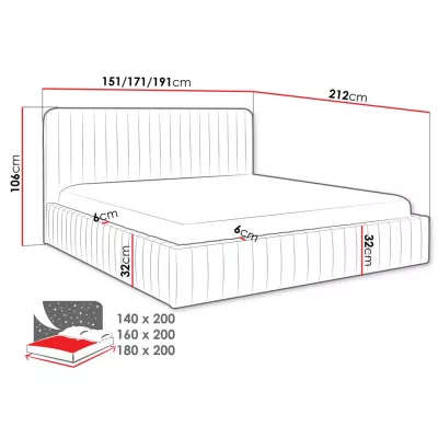 Manželská postel s úložným prostorem 140x200 GRINGO - hořčicová