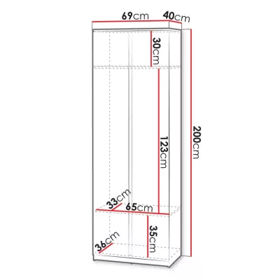 Dvoudveřová předsíňová skříň 69 cm BEZA - šedá