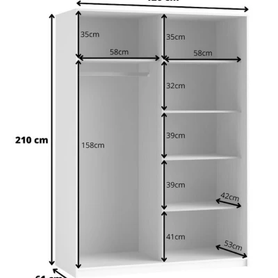 Šatní skříň se zrcadlem 120 cm CROWEL - bílá