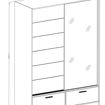 Zrcadlová šatní skříň 150 cm CROWEL - dub mauvella / černá