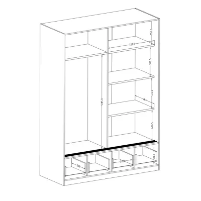 Zrcadlová šatní skříň 150 cm CROWEL - dub mauvella / černá