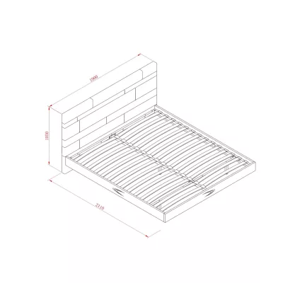 Manželská postel 180x200 MELOSIA s nočními stolky - cementově zelená / šedá