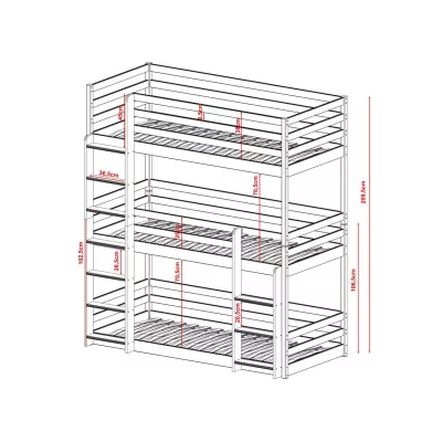 Patrová postel pro tři 90x200 CAPPI - borovice