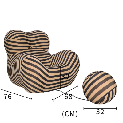 Designové křeslo s taburetem SENOMA - béžové / černé