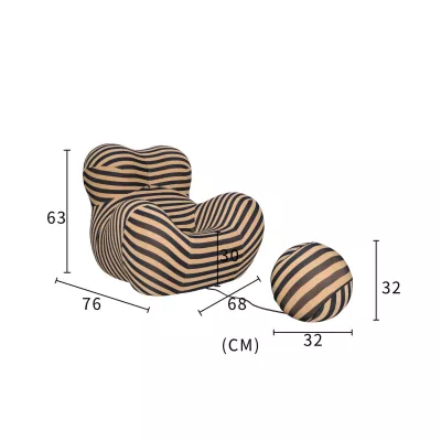 Designové křeslo s taburetem SENOMA - béžové / černé