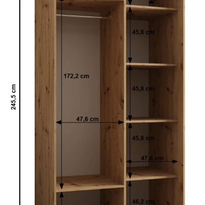 Dvoudveřová skříň SAMARA 4 - 100 cm, černá / dub artisan / stříbrná