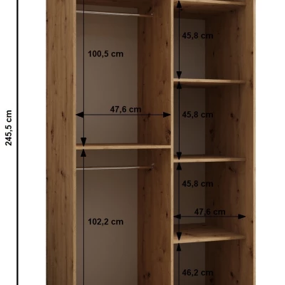 Dvoudveřová skříň SAMARA 4 - 100 cm, černá / dub artisan / stříbrná